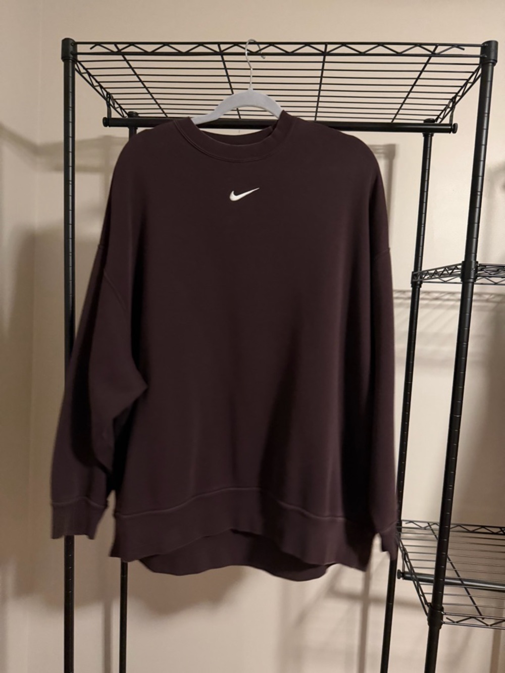 Nike Brown Crewneck Sweatshirt with White Swoosh